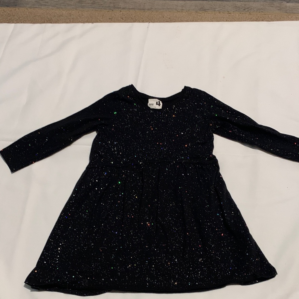 Cotton On  KIDS. Black Glitter Long-Sleeve Party Dress
Size 4